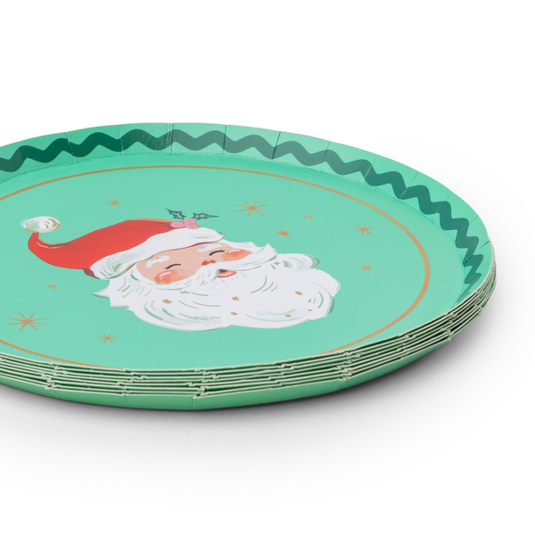 Red & Green Jolly Santa Small Plates (Set of 8)