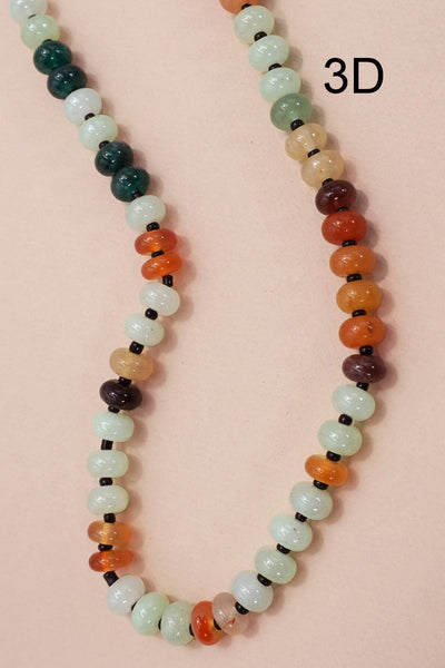 NATURAL AGATE GLASS SEMI PRECIOUS BEAD NECKLACE 1E