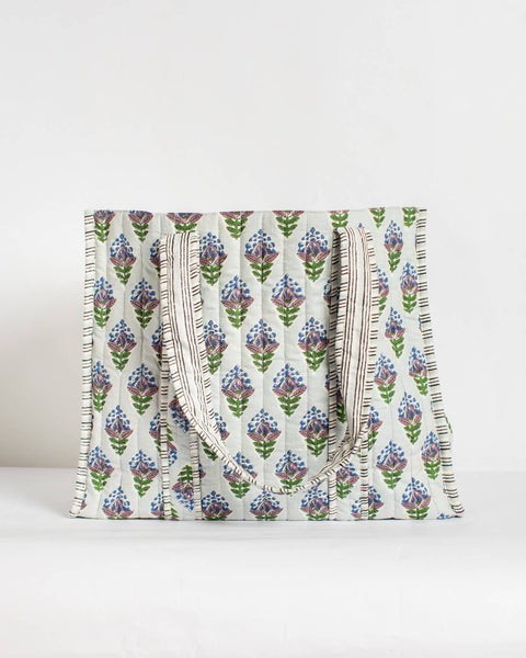 Leighton Quilted Tote   Blue   18x16x7