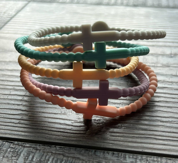 Silicone Cross Bracelet Pastels