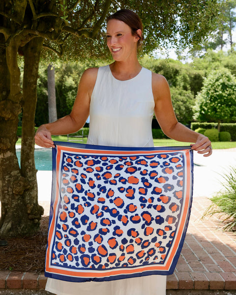 Meredith Spotted Scarf Medium Navy Orange: Default