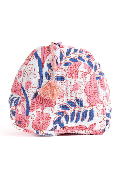 Quilted Makeup/Toiletry Bag Pink & Blue