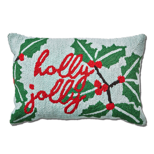 Holly Berry Lumbar Pillow - Blue Multi