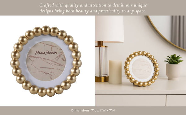 Photo Frame - Gold Glass Elegant Matted Beaded, 6x6 in.