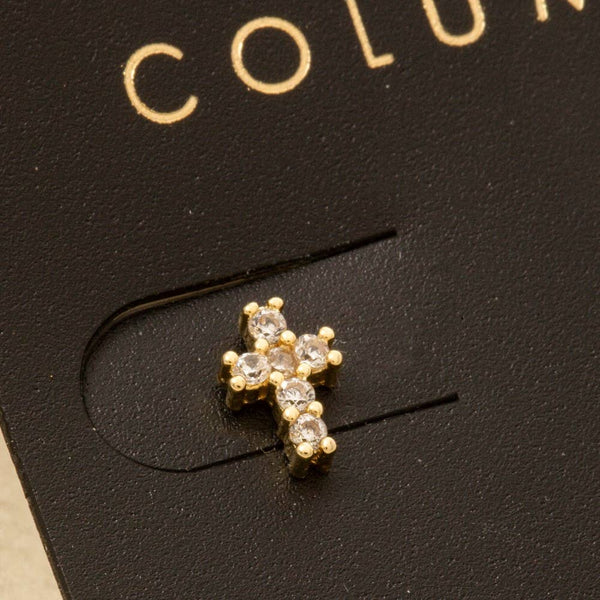 Mini Rhinestone Cross Post Earrings: 2SILVER