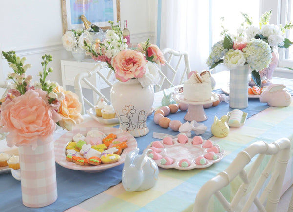 Gingham Column Vase: Sea Glass