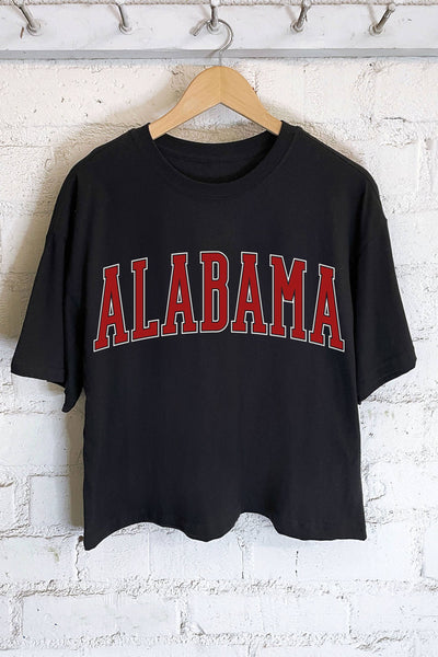ALABAMA PUFF GRAPHIC LONG CROP TOP: White