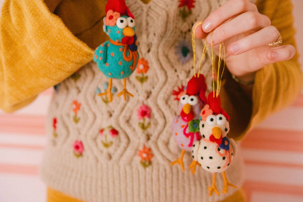 Felted Chicken Ornament
