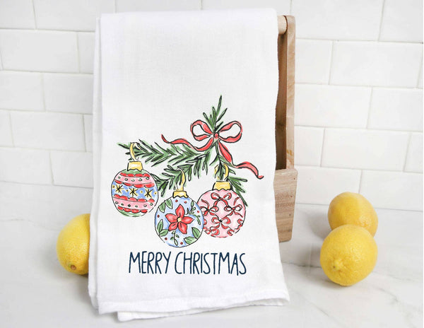 Birmingham, AL Merry Christmas Baubles Ornaments Tea Towel