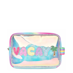 'vacay' Clear Light Blue Pouch