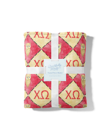 Chi Omega Flannel Fleece Blanket, Sorority