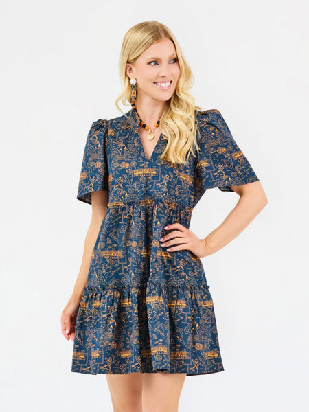 Ivy Mini Dress in Auburn Toile