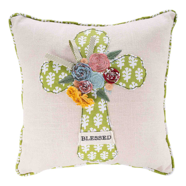 Cross Blessed Easter Flower Pillow
