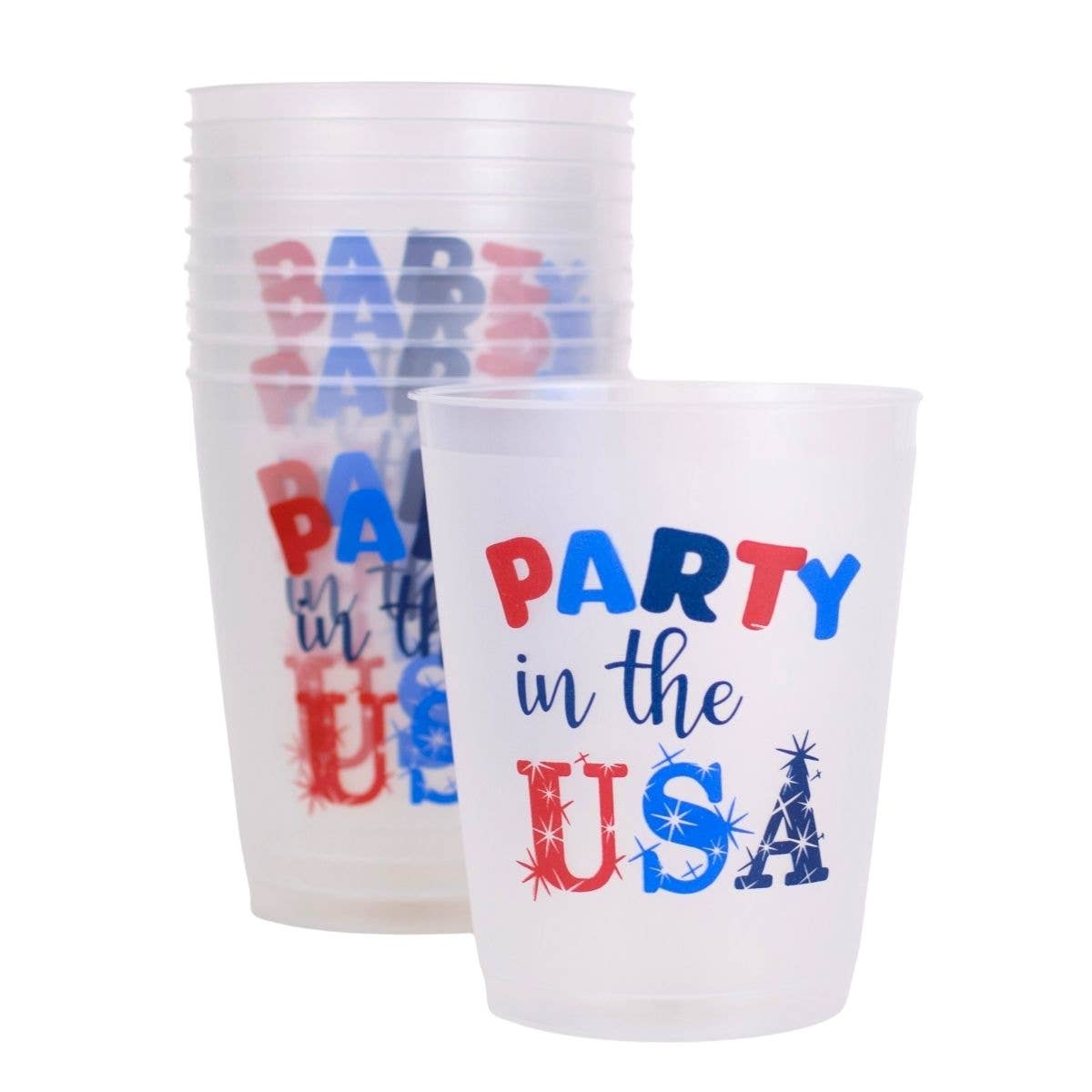Party in the USA Party Cups   Frosted/Red/Blue   16oz.