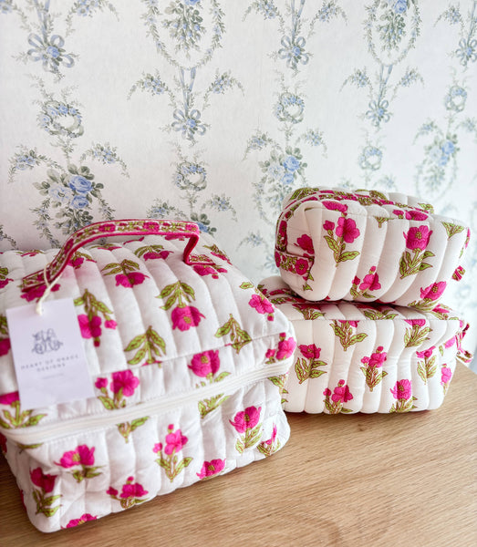 Magnolia Luxe | Quilted Cosmetic Bags-set of 3 