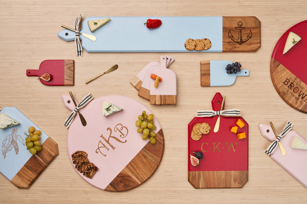 Acacia Heirloom Mini Cheese Board Set of 3 - 8x4.25" +ribbon: White