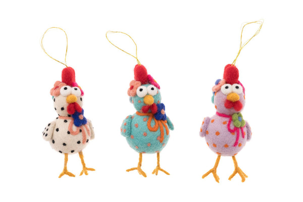 Felted Chicken Ornament
