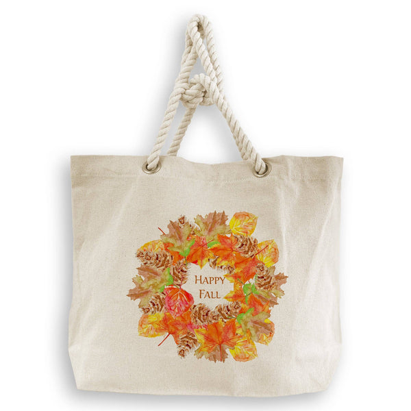 Fall Leaf Wreath with Happy Fall: Notecard / -