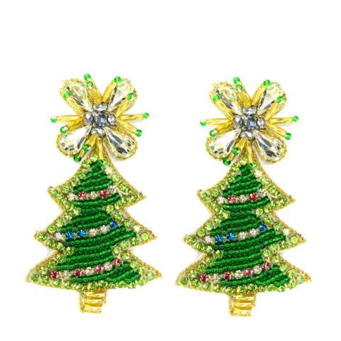 Christmas Tree Sparkle Earrings - Green