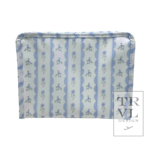 TRVL Roadie Large - Ribbon Floral Blue Zip Pouch