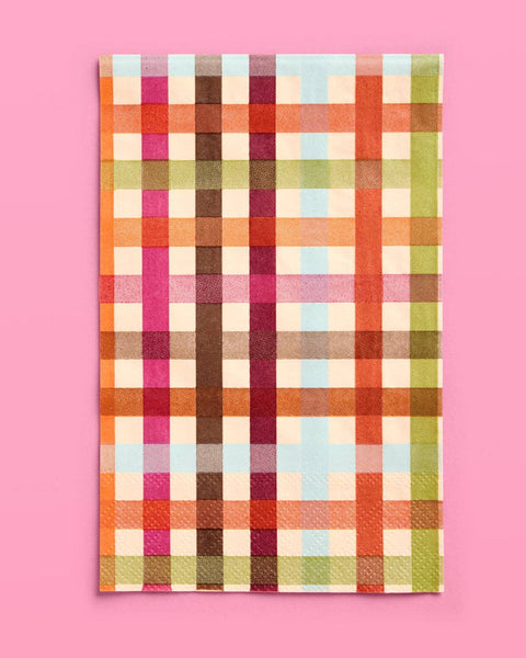 Fall Plaid Paper Napkins - 25 pcs; Thanksgiving decor, 6x4