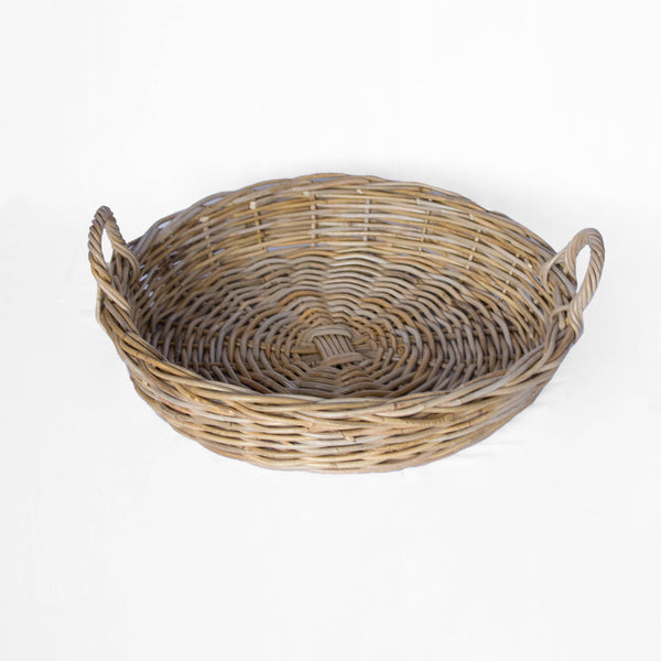 Rattan Round Tray Kubu Grey: Large - 20" D