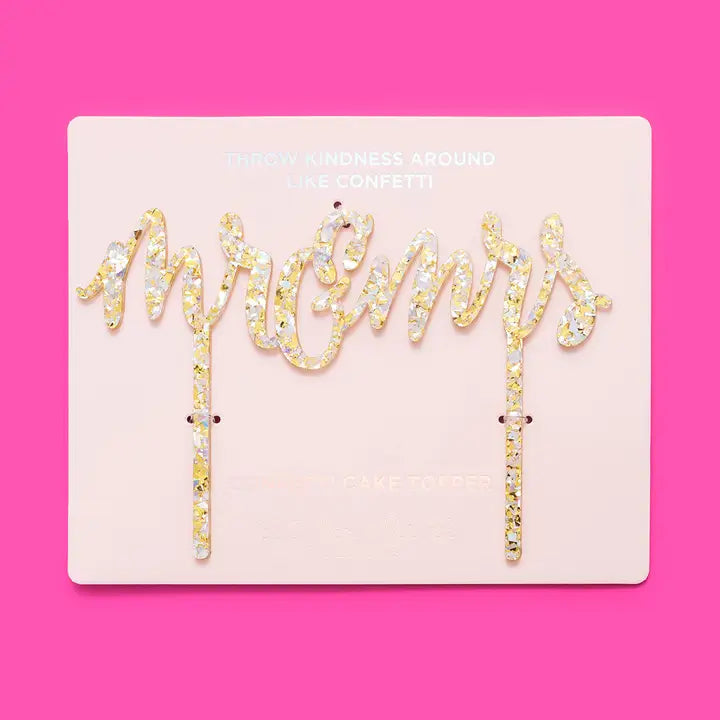 Mr. & Mrs. Gold Confetti Acrylic Cake Topper