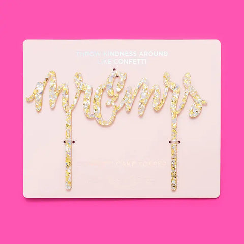 Mr. & Mrs. Gold Confetti Acrylic Cake Topper