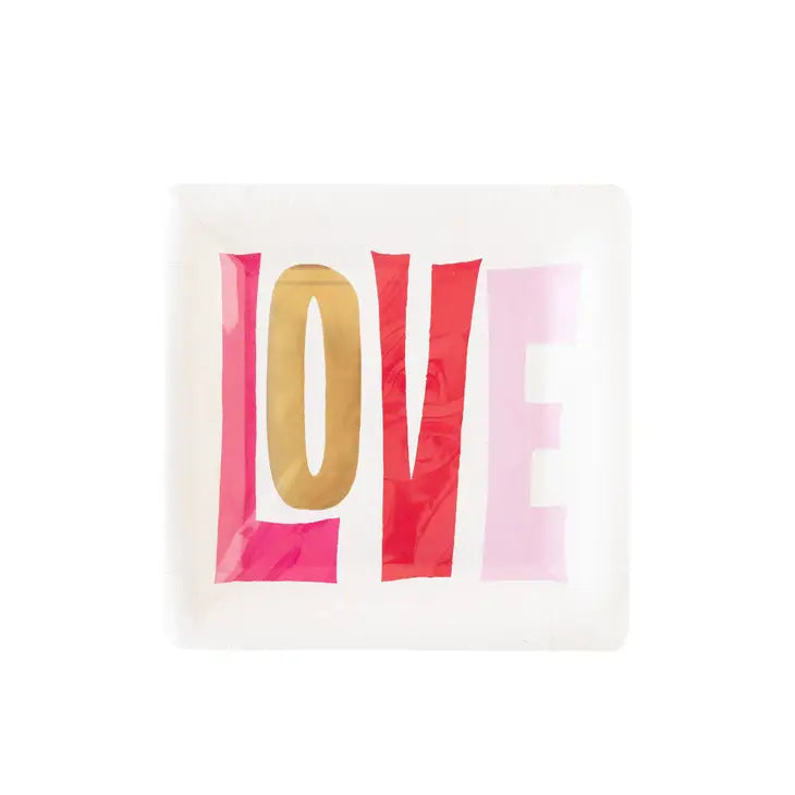 Square Love Paper Plate
