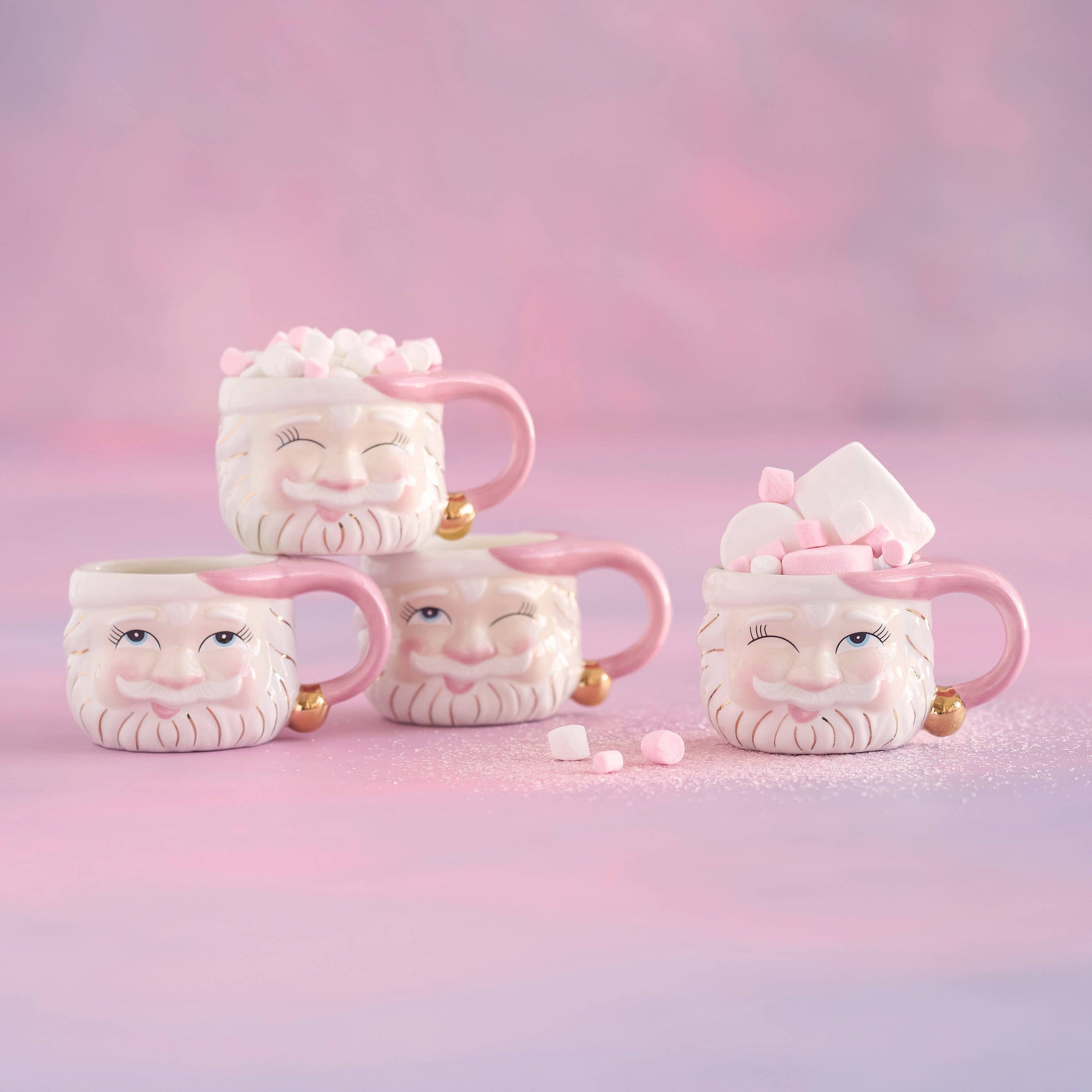 Glitterville Papa Noel Pink  5.5" x 3"