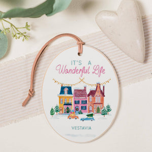 Oval Wooden It's a Wonderful Life Ornament