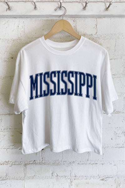 MISSISSIPPI PUFF GRAPHIC LONG CROP TOP: MAUVE
