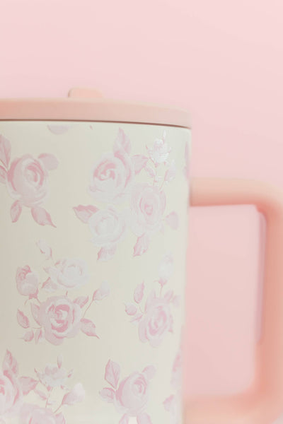 Pink Floral 40oz Tumbler with Spill Proof Lid and Flip Straw: Spill Proof Lid