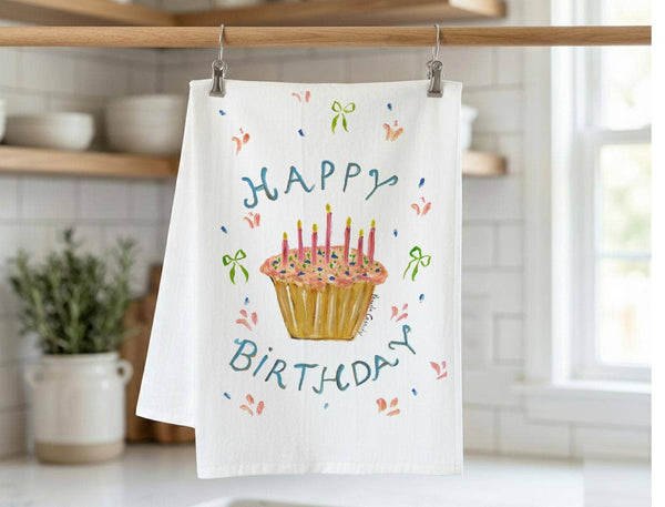 Party Time Cupcake Kitchen Towel: Flour Sack Towel