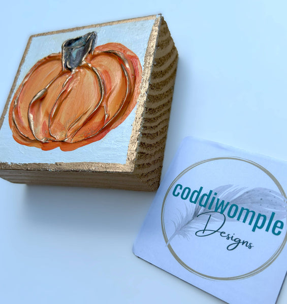Gold Pumpkin Wood Block