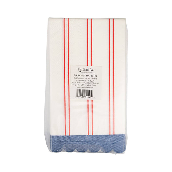 Red Striped Paper Dinner Napkin