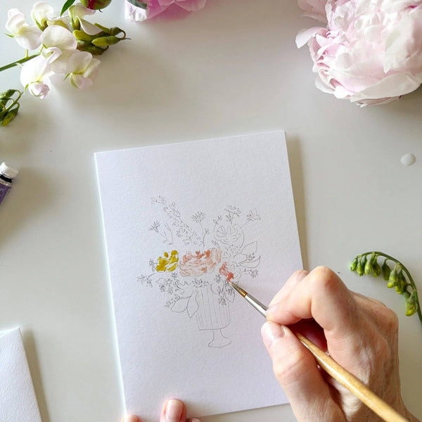 Bouquets paintable watercolor notecard set