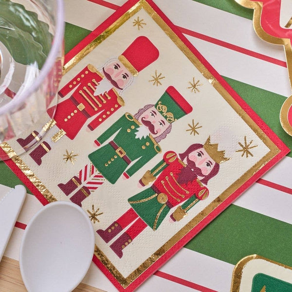 Bevel Board Kit - 9.75 x 8" Green Acacia Medium w/ Gold Spreader, Nutcracker Napkin, and Ribbon