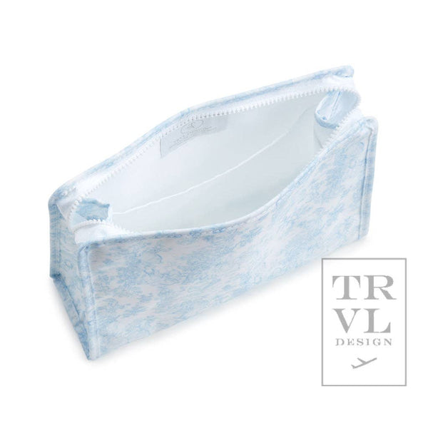 TRVL Roadie Large - Bunny Toile Blue Zip Pouch
