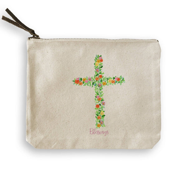 Cross with Flowers: Remove Words / Dishtowel / -