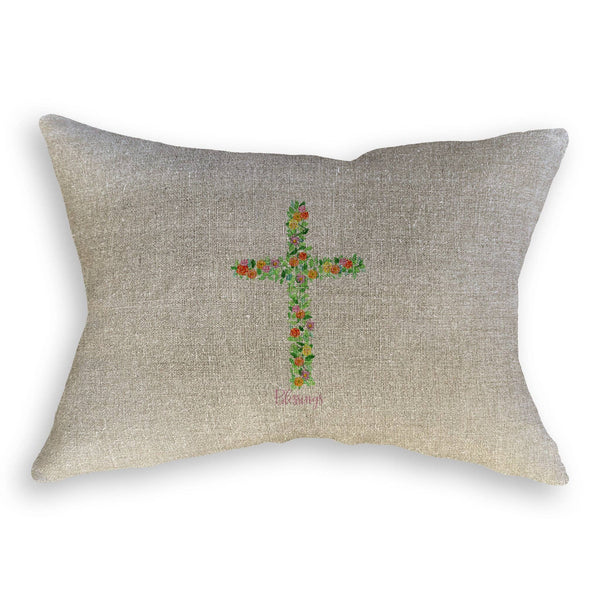Cross with Flowers: Remove Words / Dishtowel / -