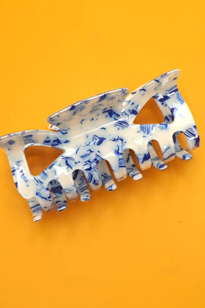 VINTAGE TOILE PATTERN PORCELAIN HAIR CLAW CLIPS Round