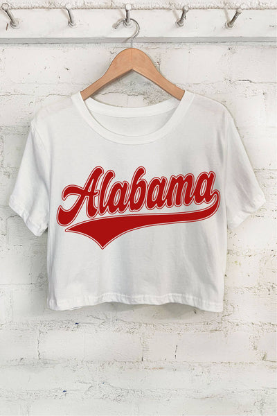 ALABAMA PUFF GRAPHIC SHORT CROP TOP: PEACH