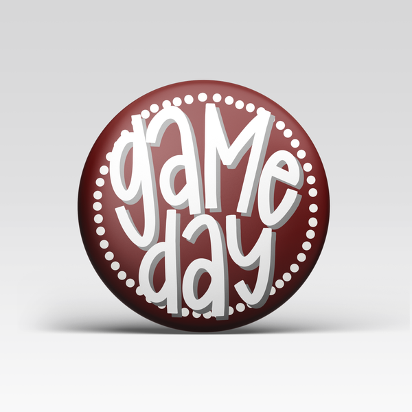 Maroon Game Day Polka Dots Tailgate Buttons | Game Day Pins: WHITE BACKGROUND