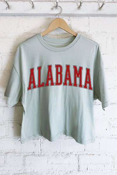 ALABAMA PUFF GRAPHIC LONG CROP TOP: White