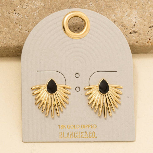 Metallic Feather Enamel Teardrop Stud Earrings: GBK