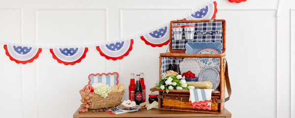 Stripes 9" Ric Rac Trim Paper Plate