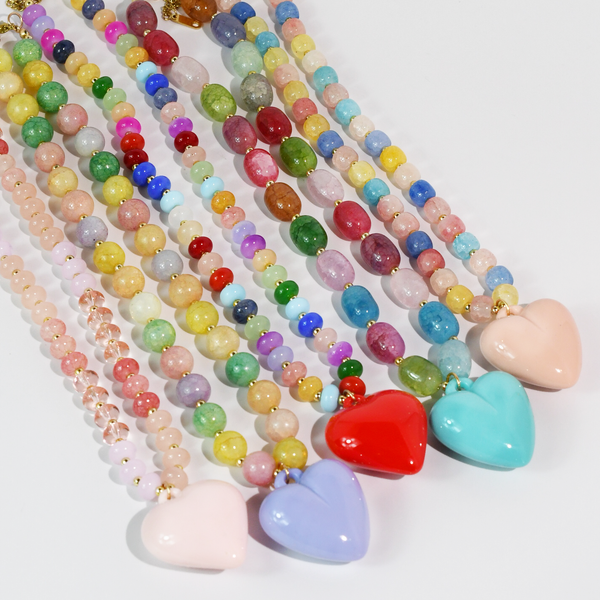 Happy colorful heart Necklace: Blue