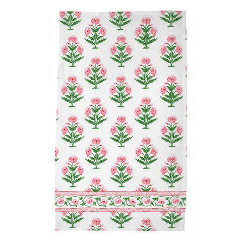 Mughal Blooms Poly Twill Tea Towel, Pink