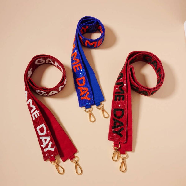 Game Day Seed Beaded Bag Strap: Orange/Navy
